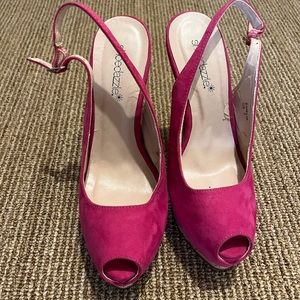 SHOEDAZZLE 4” pink velvet high heels